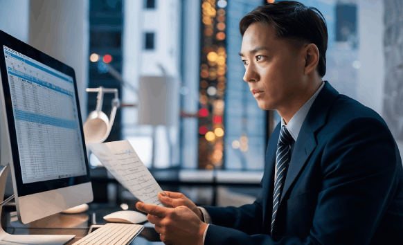A project manager reviews multilingual files for Chinese Translation Services in Houston, coordinating secure delivery.